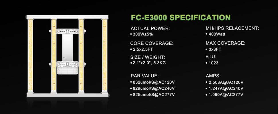 4mars hydro FC-E3000 LED grow light specifiation